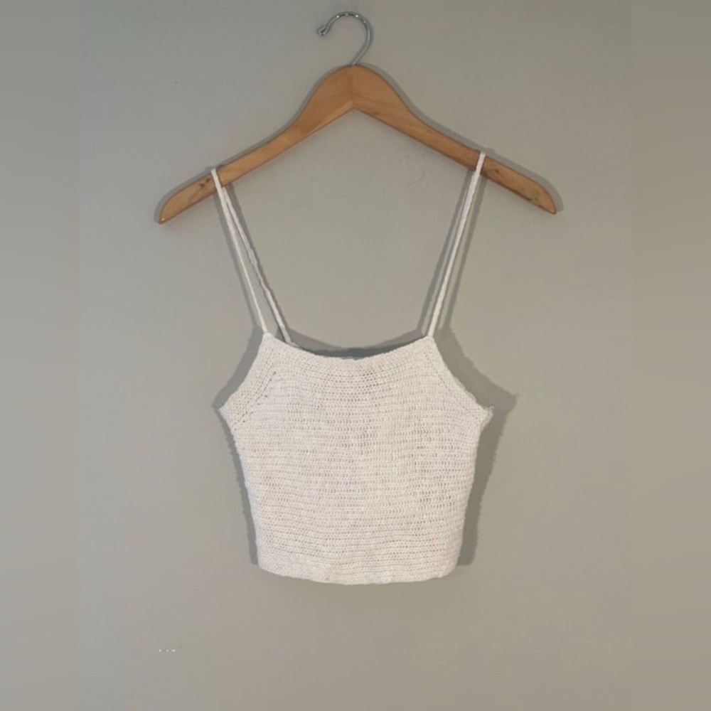 Forever 21 Camisole‎ Cami Plain Spaghetti Strap Top Knit Crochet brandy melville